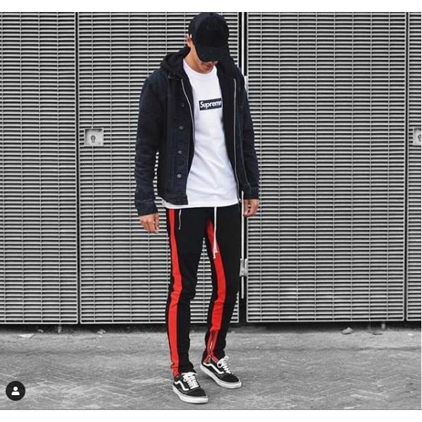 quần jogger thun 2 line đỏ _ Fox unisex