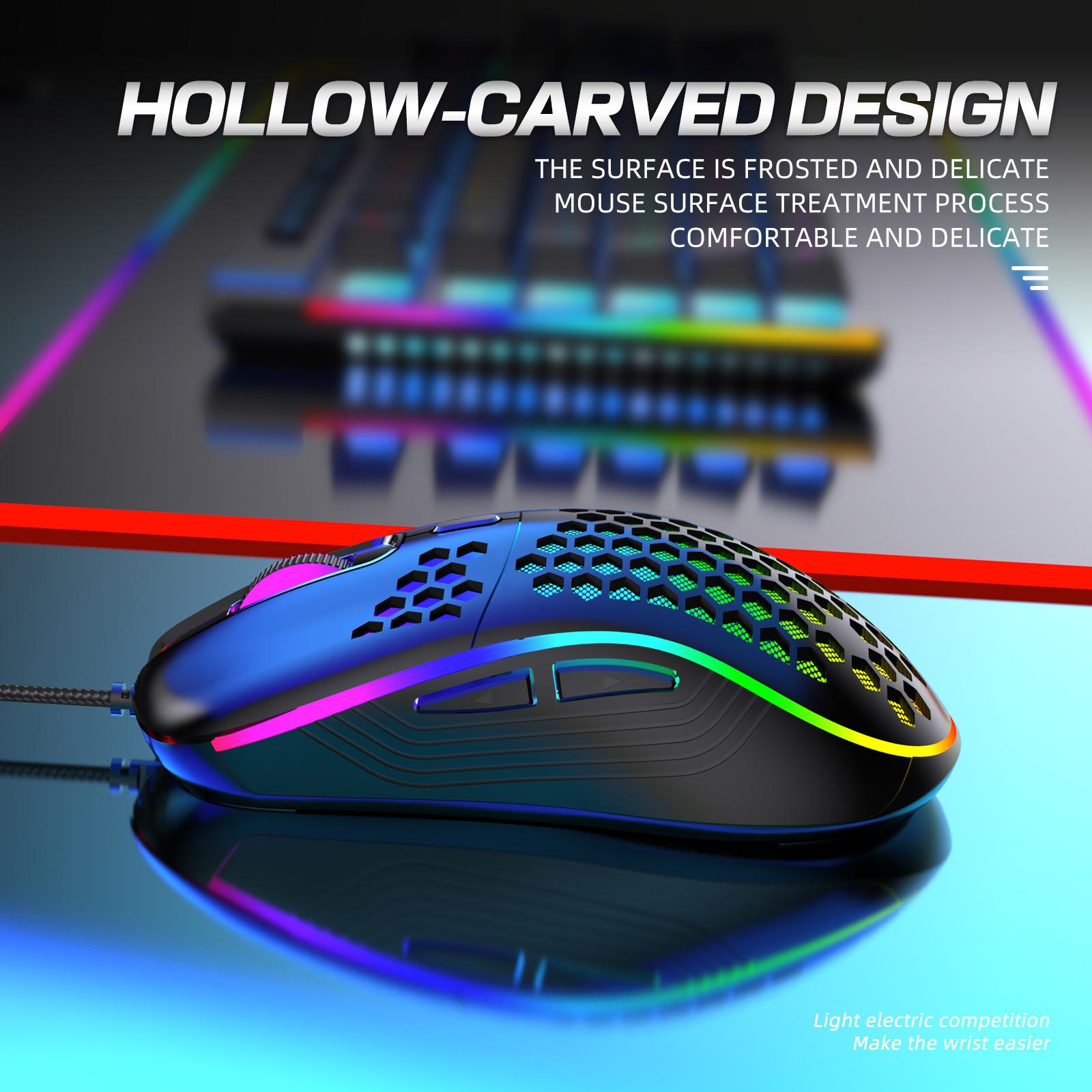 D110 Chuột Chơi Game Có Dây, Đèn Nền RGB, nhẹ 7200 DPI Tổ Ong Quang Cho PC MAC PS5 Xbox Game Thủ