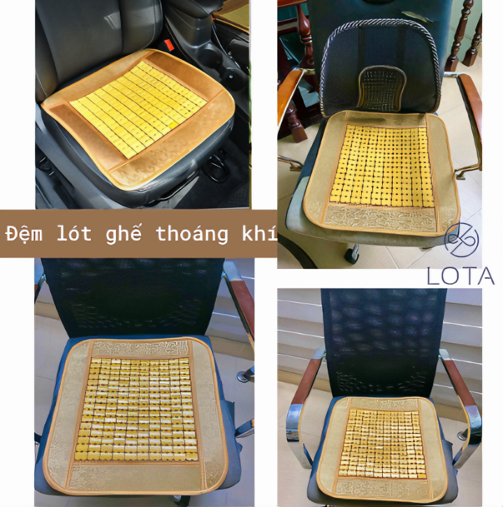 Đệm lót ghế xe hơi, xe máy, văn phòng KG241 bằng trúc cổ điển cao cấp giúp thoáng khí, chống nóng 45X45CM - Hàng chính hãng