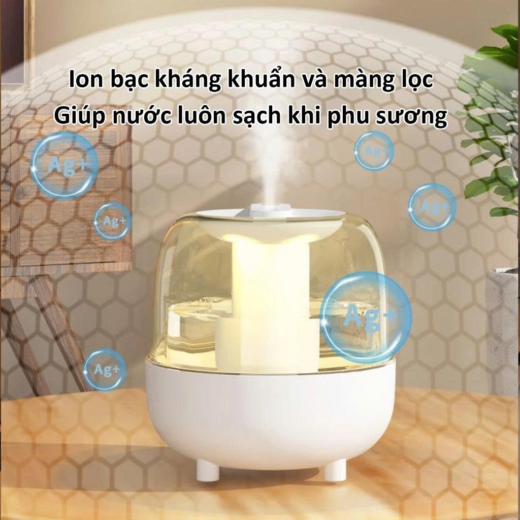 Máy Phun Sương Tạo Ẩm K16 3.5L Có Đèn UV Khử Khuẩn, Đèn Ngủ LED Hiển Thị Độ Ẩm, Máy Tạo Ẩm Không Khí Mini - HÀNG CHÍNH HÃNG MINIIN