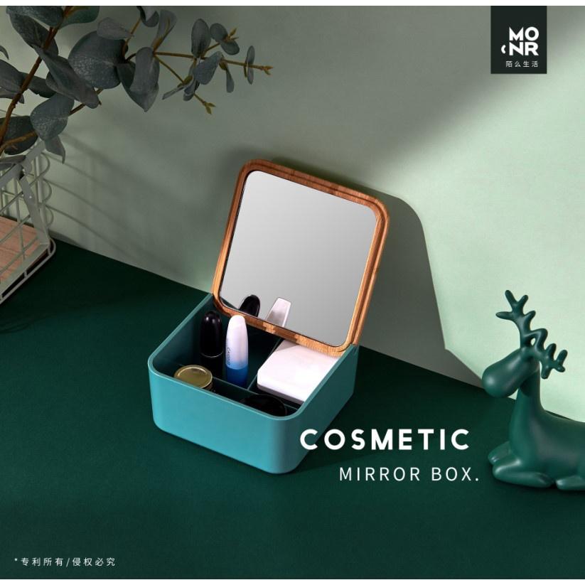 Gương để bàn kèm hộp đựng mỹ phẩm xinh xắn - UniLabel