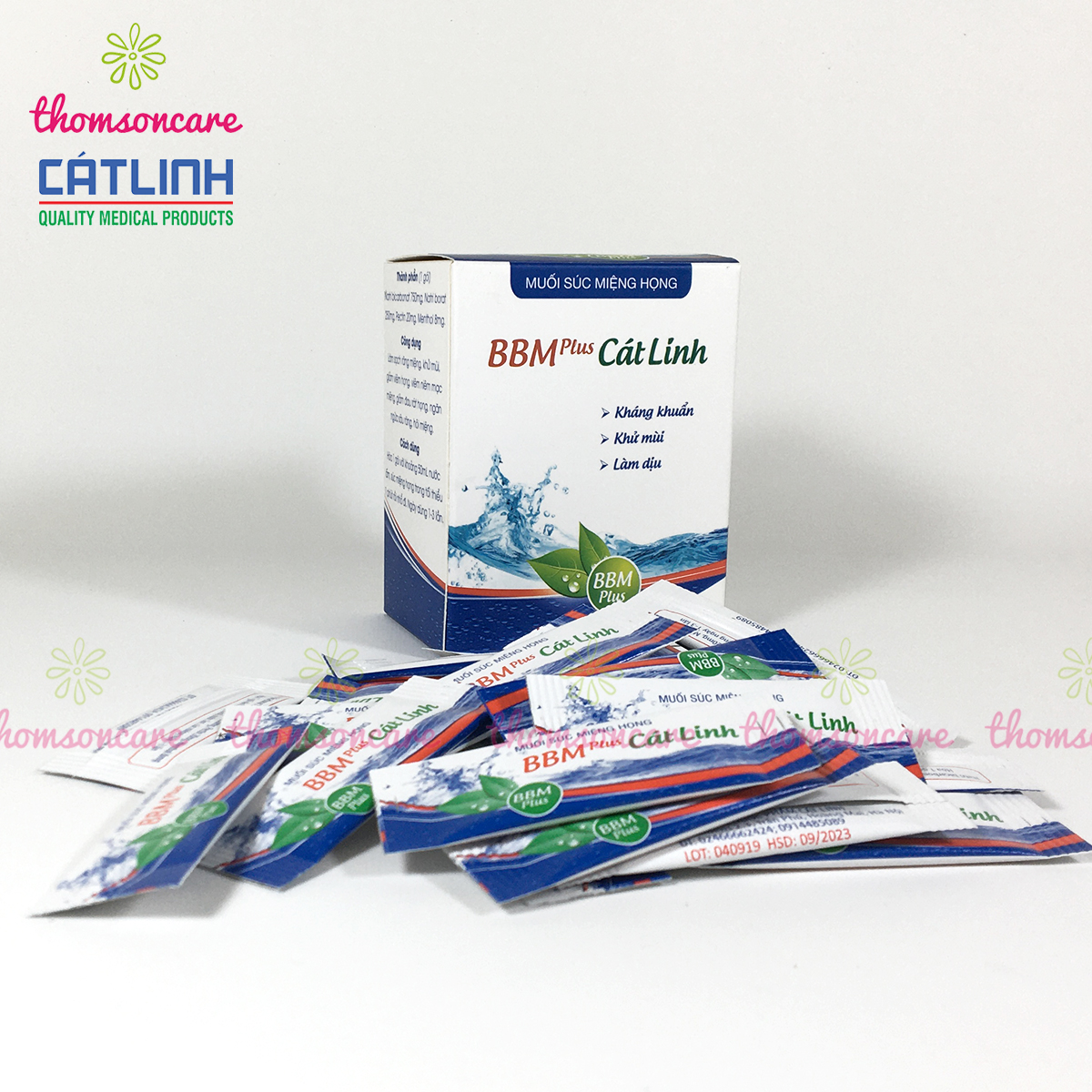Muối súc miệng BBM Plus - Chính hãng Cát Linh - Giảm đau họng, vệ sinh, khử mùi, ngừa sâu răng