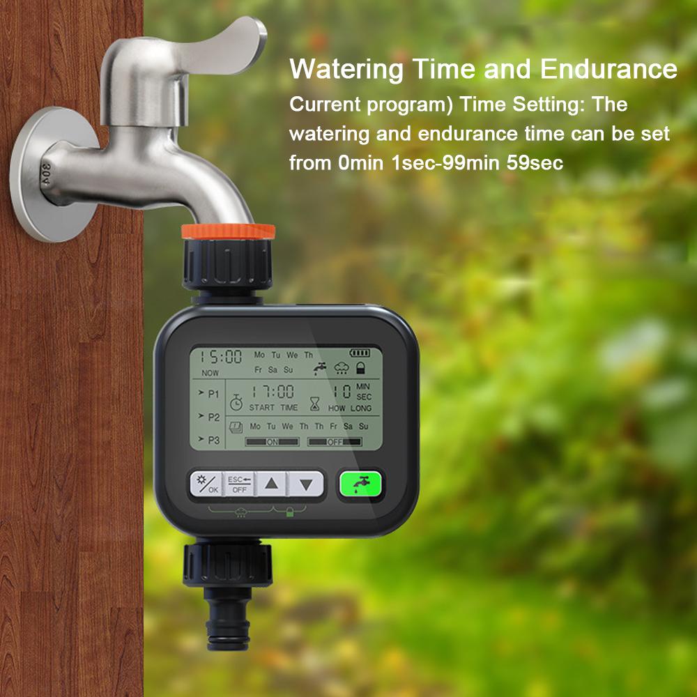 Gardening Irrigation Timer Automatic Watering Device Garden Balcony Rain Sensing Control Intelligent Irrigation System Controller 3 Program Setting with Child Lock