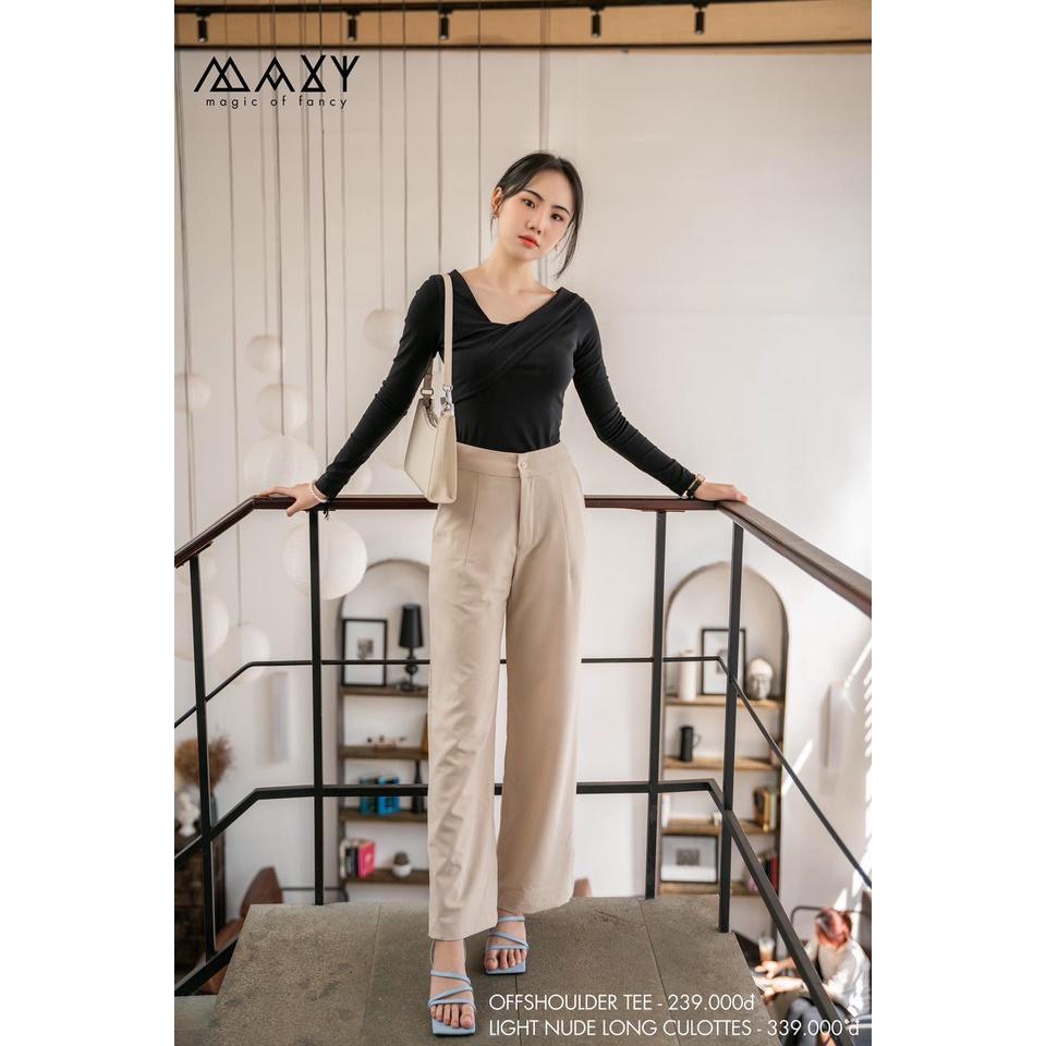 Quần ống rộng nữ suông dài light nude long culottes