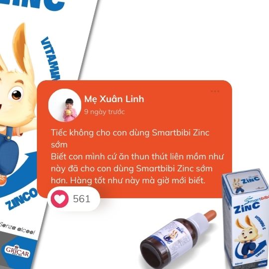 Smartbibi ZINC sirô bổ sung kẽm và Vitamin C hỗ trợ tăng sức đề kháng, cải thiện tình trạng biếng ăn, chậm lớn ở trẻ (30ml)