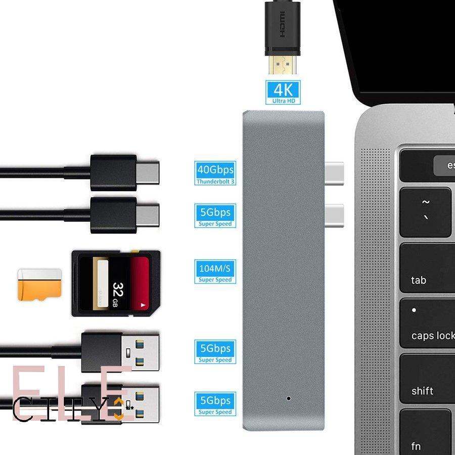 Bộ chuyển đổi 107ele cổng USB 3.1 Type-C sang cổng Hdmi 4k 3 USB C cổng 3.0 Tf Pd cho máy tính xách tay Laptop táo Pro/