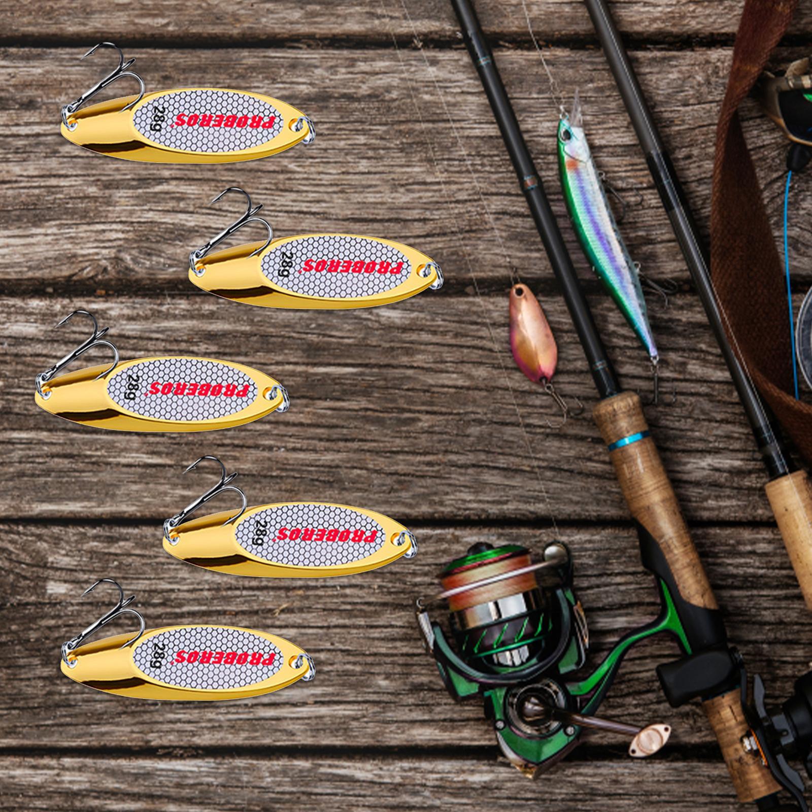 5 Pieces Fishing Spoons Lures Jigging Baits Hard with  Hooks Metal Casting Spoons Bass Baits and Lures for Trout Pike Fishing Equipment