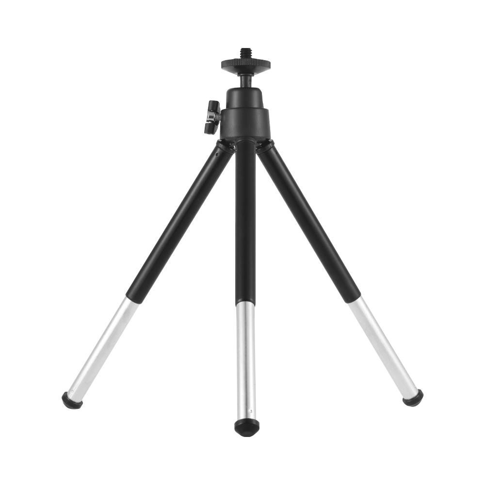 Mini Tripod 2-Section Extendable Desktop Tripod Stand Holder 1/4 Inch Screw Mounts for Phone ILDC Max. Load 0.5kg Black