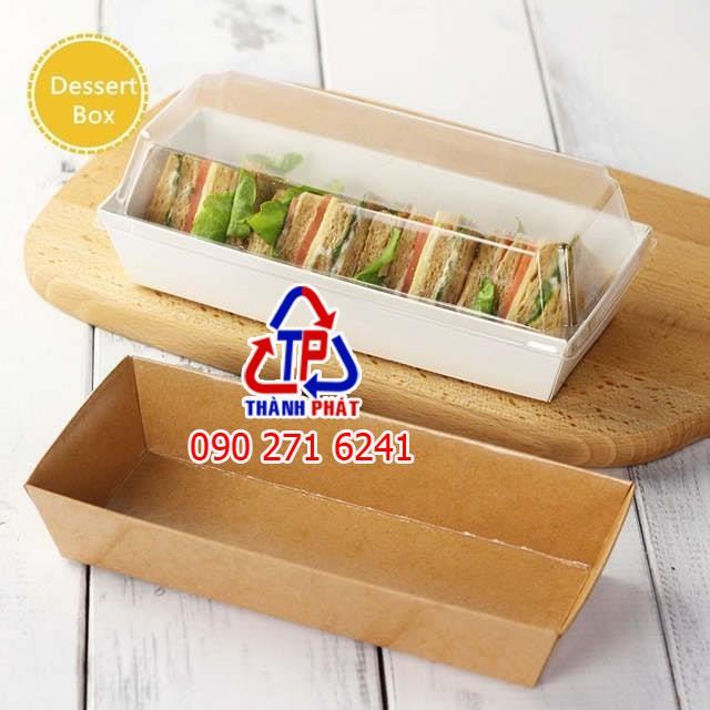 Hộp giấy kraft đựng bánh chữ nhật - Khay giấy E1985 - Khay giấy kraft