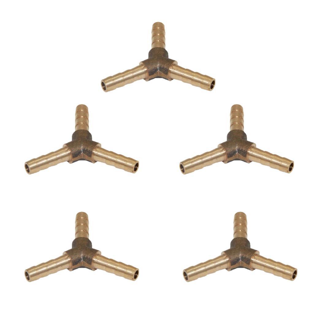 3X 5Pcs Brass 3 Ways Barbed Hose Tube Pipe Pagoda Fitting Connector 6mm-6mm