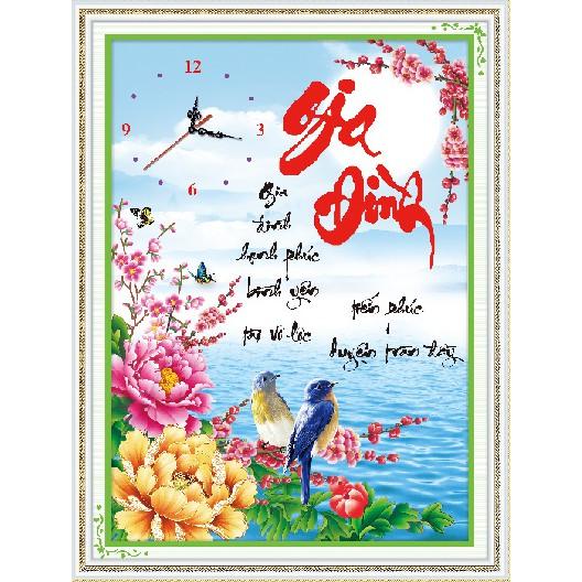 Tranh Đính Đá GIA ĐÌNH HẠNH PHÚC . Kích Thước: 65cm x 50cm