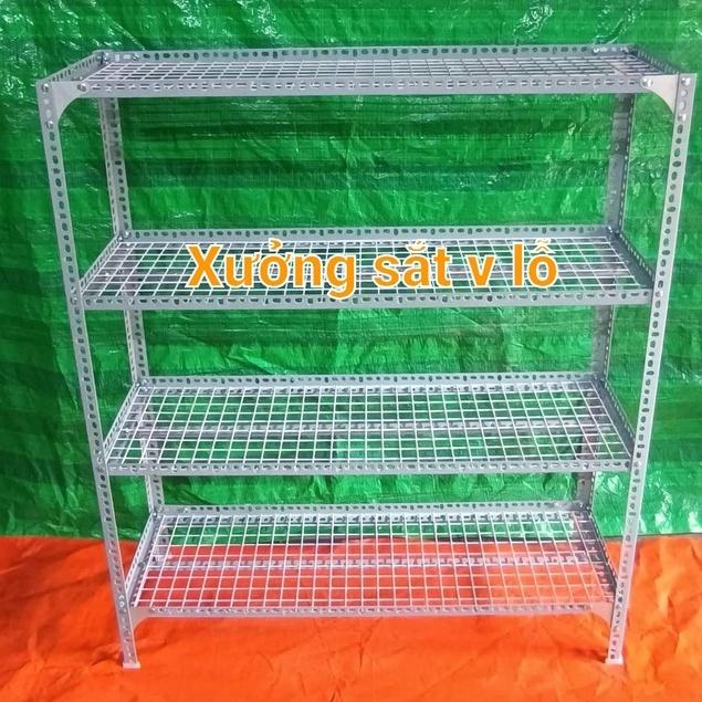 Kệ sắt v lỗ ( vỉ lưới sắt ô vuông) Rộng 40cm x Dài 1,2M ( Cao từ 60cm đến 1,5M) Nhiều tầng kệ