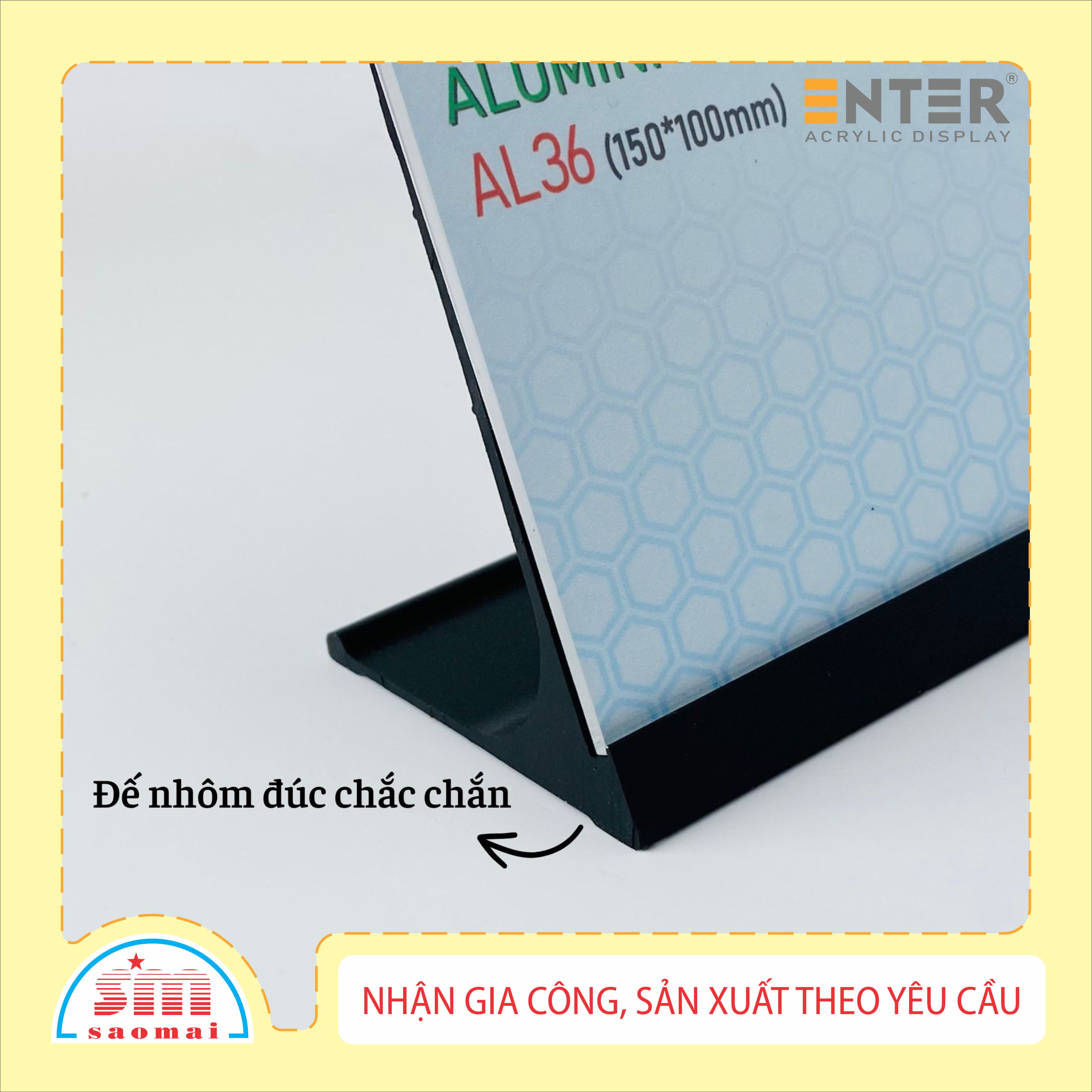 Bảng thông tin để bàn nhôm Enter AL36 150x100mm