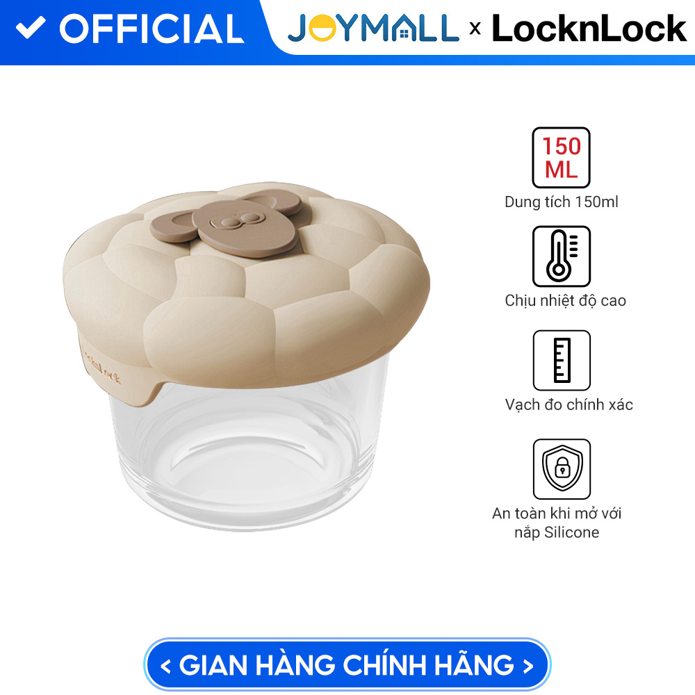 Hộp đựng thức ăn cho bé LocknLock LNG058S2IVY, Hàng chính hãng, 2 hộp 150ml, có vạch chia, nắp hình cừu - JoyMall