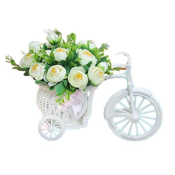 Xe đạp hoa giả cắm sẵn trang trí kệ tủ phòng, bàn học, bàn làm việc XH-01