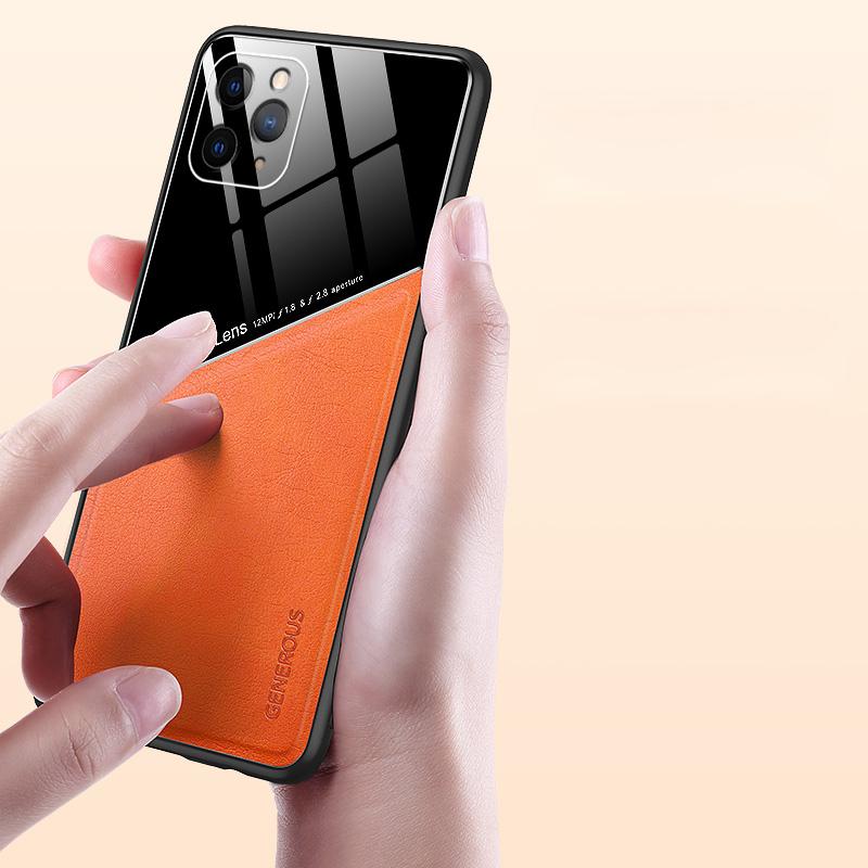 Ốp Lưng Da Pu + Kính Cường Lực Cho Iphone 11 Pro Max Xs Max Xr Xs 6 6s 7 8 Plus