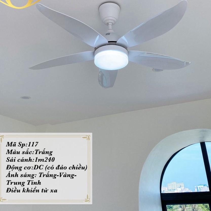 Quạt Trần CERATA 6 tiêu chuẩn mức độ Gió - Công Xuất 90W khuyến mãi kèm theo Móc cao su thiên nhiên Treo Quạt Có Đèn L