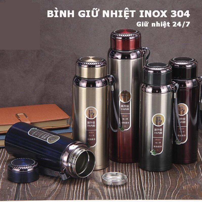 BÌNH NƯỚC GIỮ NHIỆT INOX 316 NHIỀU DUNG TÍCH CAO CẤP 600, 800, 1000ML Giữ Nhiệt Đến 12H