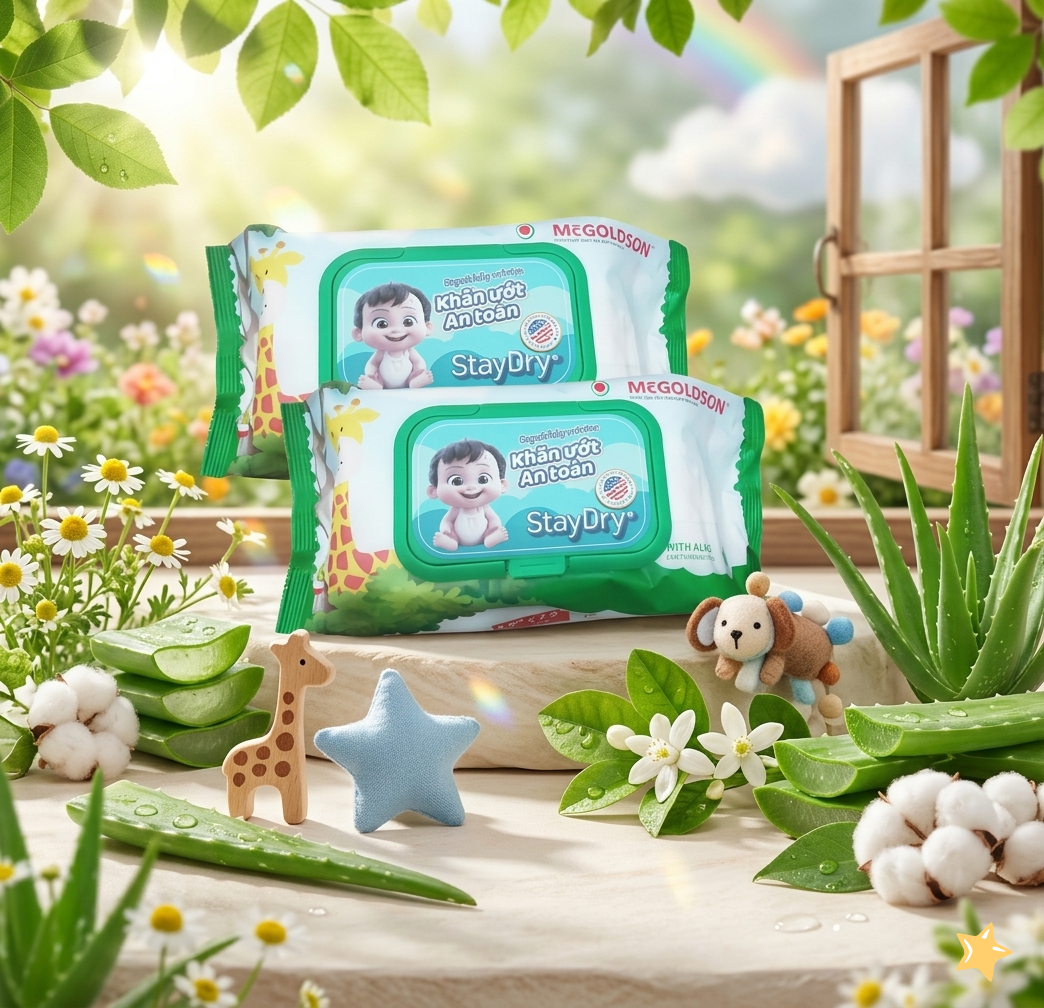 Combo 2 gói khăn ướt an toàn StayDry tặng 1 khăn ướt cùng loại 100T