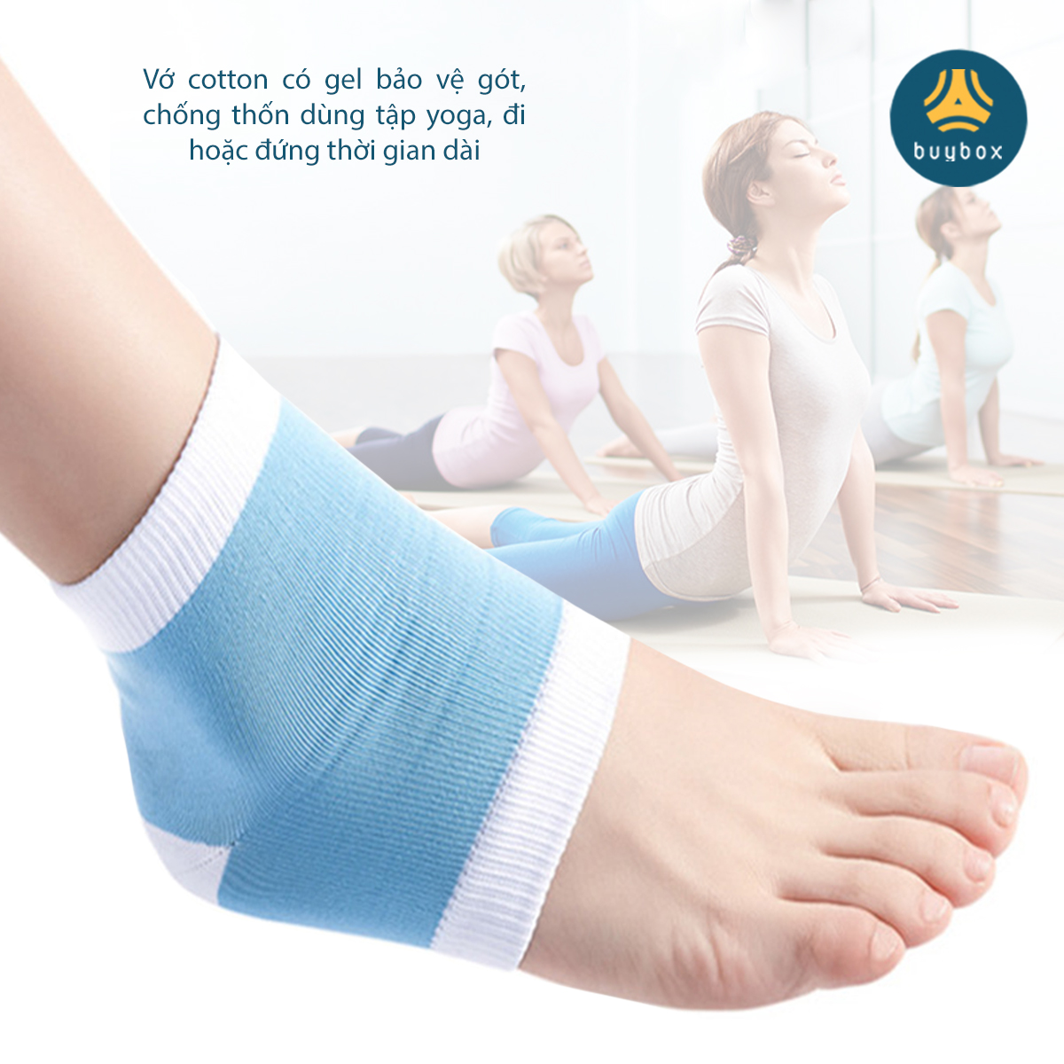 Vớ cotton có gel bảo vệ gót, chống thốn gót chân dùng tập yoga, nhảy múa, đi hoặc đứng thời gian dài - Buybox - BBPK288 