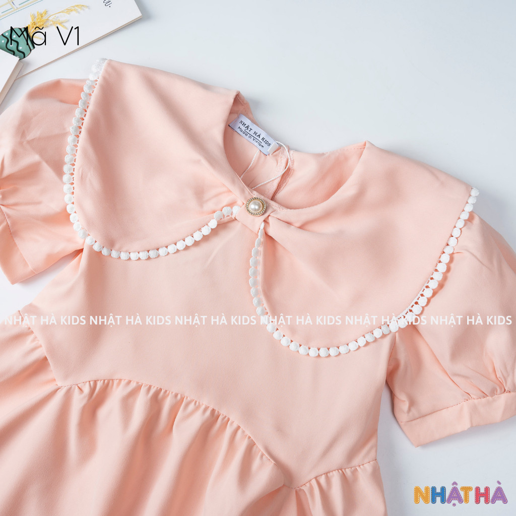 Váy bé gái công chúa V1 chất thô lụa siêu mát dáng xòe size đại 11-45kg