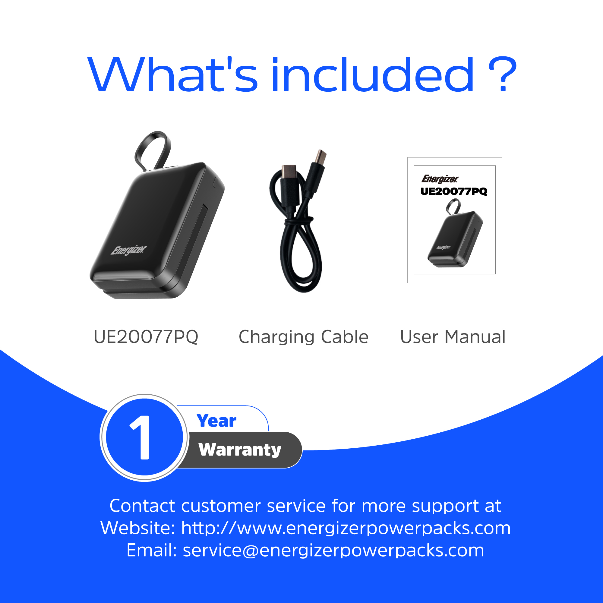 Sạc dự phòng Energizer 20,000mAh sạc nhanh 35W, sạc cùng lúc 3 thiết bị, tích hợp 2 dây type C - Hàng chính hãng