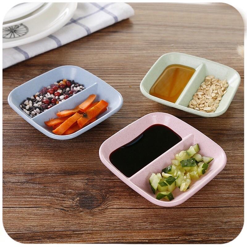 Đĩa Đựng Gia Vị Lúa Mạch 2 Ngăn