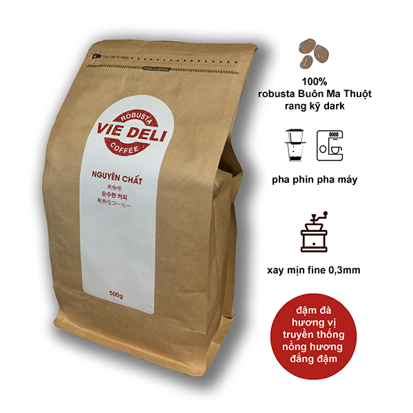 Cà phê bột Robusta Viedeli, túi 500g