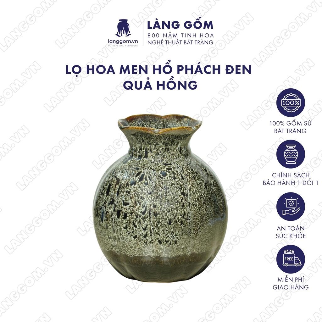 Bình hoa, lọ hoa Gốm sứ Bát Tràng cao cấp men hỏa biến dáng quả hồng dùng làm quà tặng, trang trí - Làng Gốm Bát Tràng