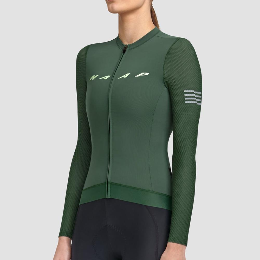 Mùa Xuân/Mùa Thu MAAP Nữ Tay Dài Thoáng Khí Đi Xe Đạp Jersey Thoải Mái Xe Đạp Quần Áo Thể Thao Xe Đạp Nhanh Khô Color: Orange Size: XS