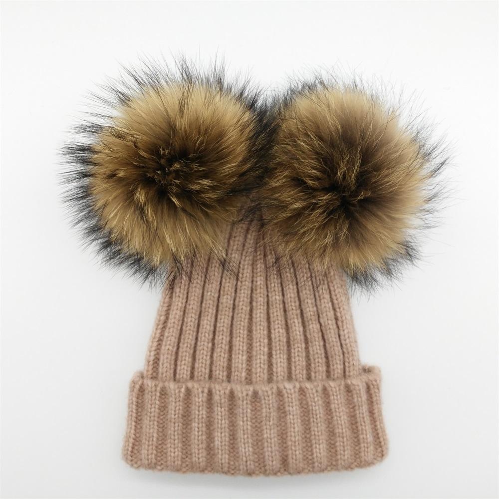 Lanxxy Trẻ Em Mùa Đông Len Bông Mũ Cô Gái Bất Mink Fur Pompom Hat Kids Chàng Trai Mũ Gorro Beanies Hat Skullies Bé Hat