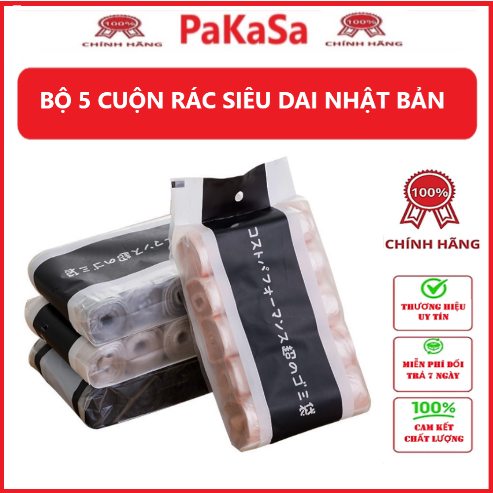 Combo 5 cuộn 100 bọc rác nhật bản , túi đựng rác tự phân hủy - Chính hãng (Giao màu ngẫu nhiên)