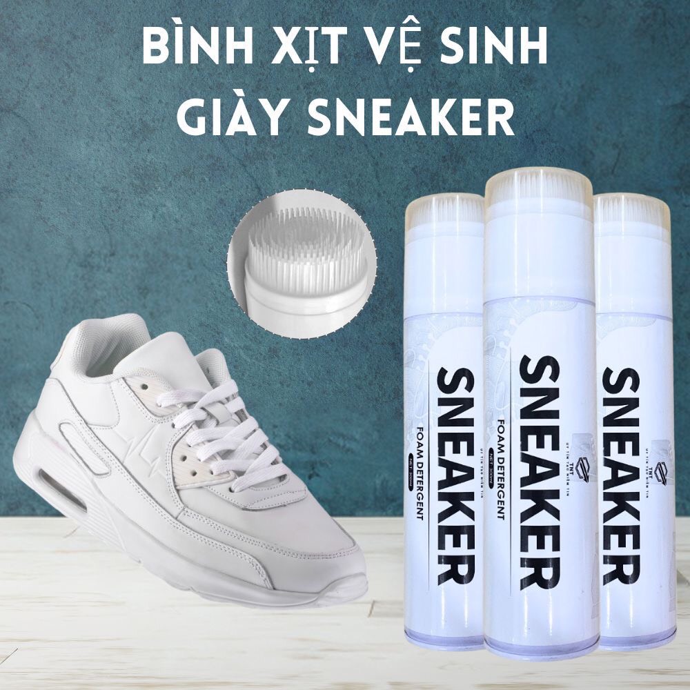 Dung Dịch Vệ Sinh Sneaker 300ml Chai Xịt Tạo Bọt Vệ Sinh Giày Cao Cấp Khử Mùi, Tẩy Trắng Giày Dép, Túi Xách Siêu Tốc
