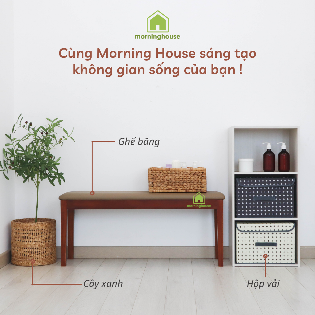 Ghế băng dài bọc nệm Morning House- Gỗ cao su tự nhiên bọc mút đệm, da simily , chân ghế có khả năng tháo láp gọn gàng