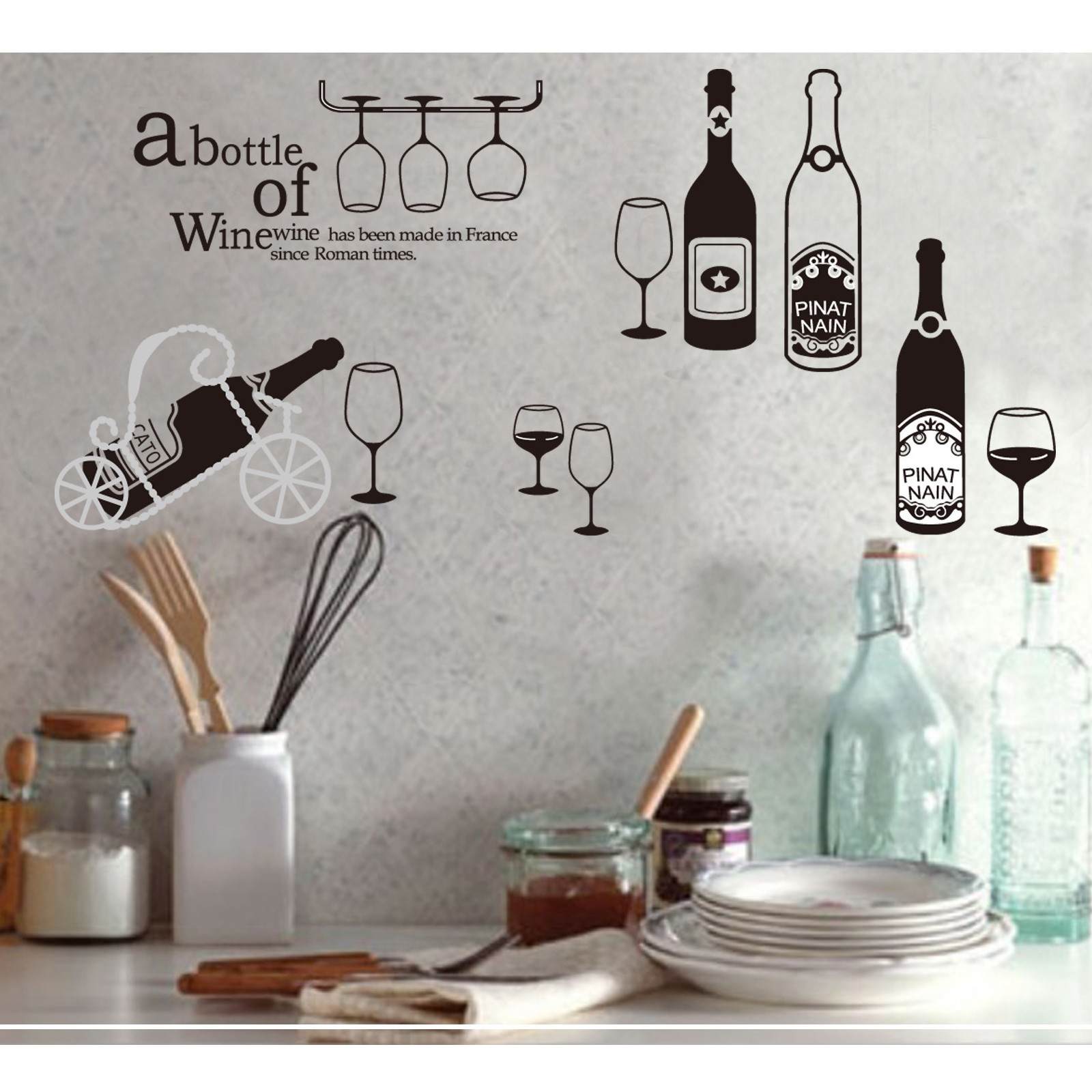 Decal dán tường (A bottle of wine) AmyShop DKN102 ( 70 x 150 cm)