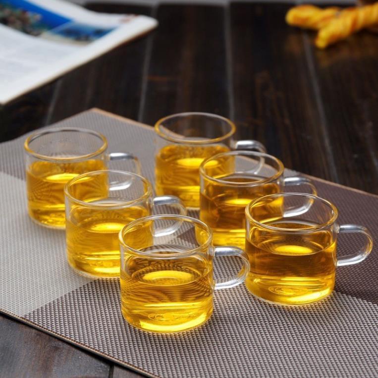 Combo khay trà và 4 chén đế bằng quai
