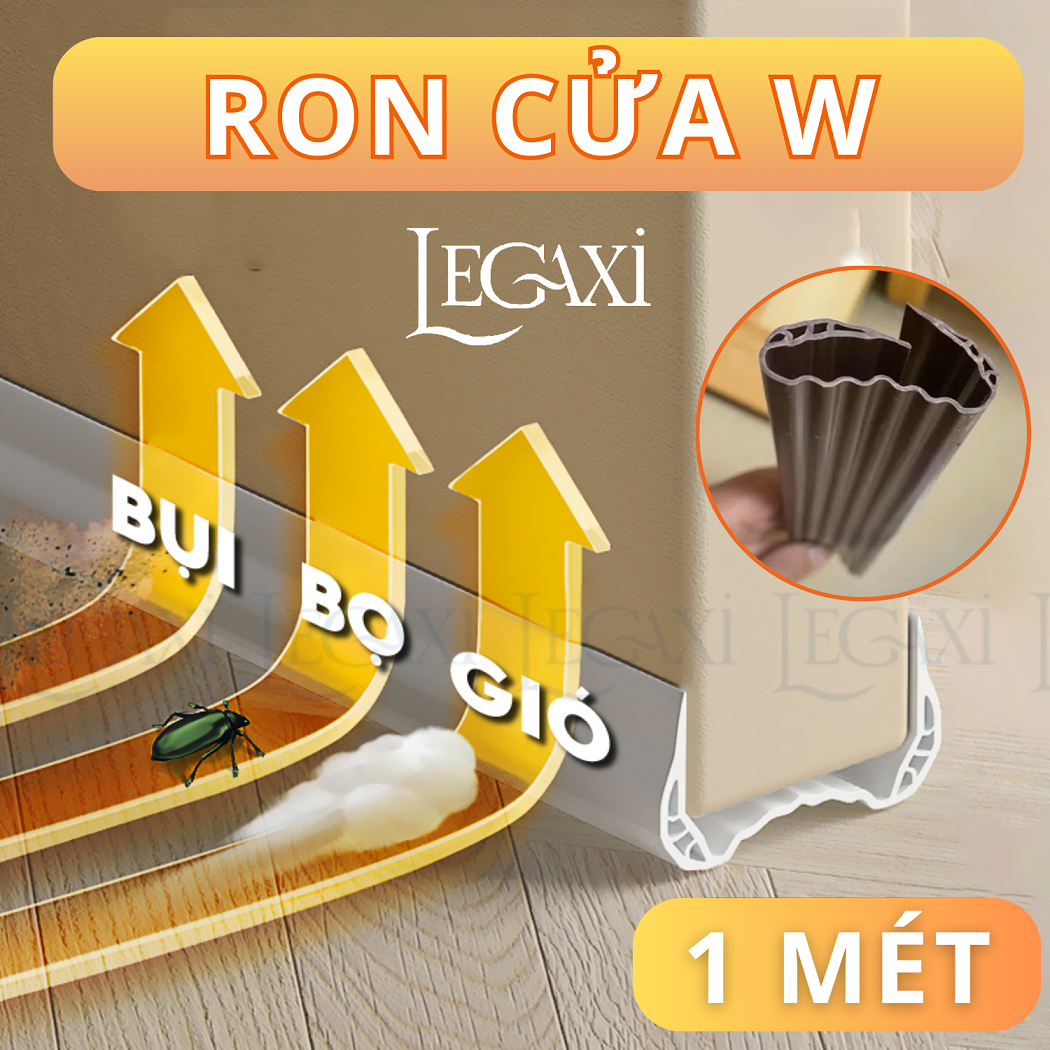 1 Mét ron cửa W loại vừa 4x4.5cm thanh chặn cửa, chắn khe hở chân cửa ngăn côn trùng, bụi, ngắn thoát hơi máy lạnh Legaxi