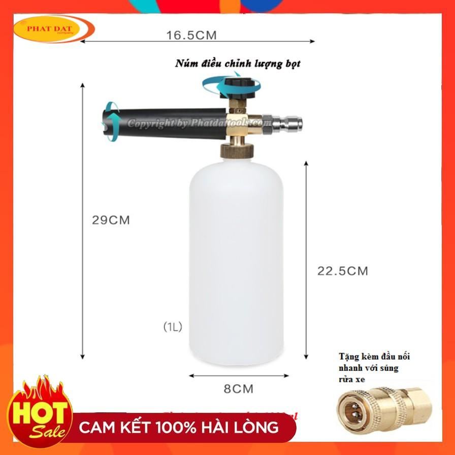 Bình Tạo Bọt Tuyết 1000ml Gắn Súng Xịt Rửa Xe Cao Áp-Tặng Kèm Khớp Nối Nhanh