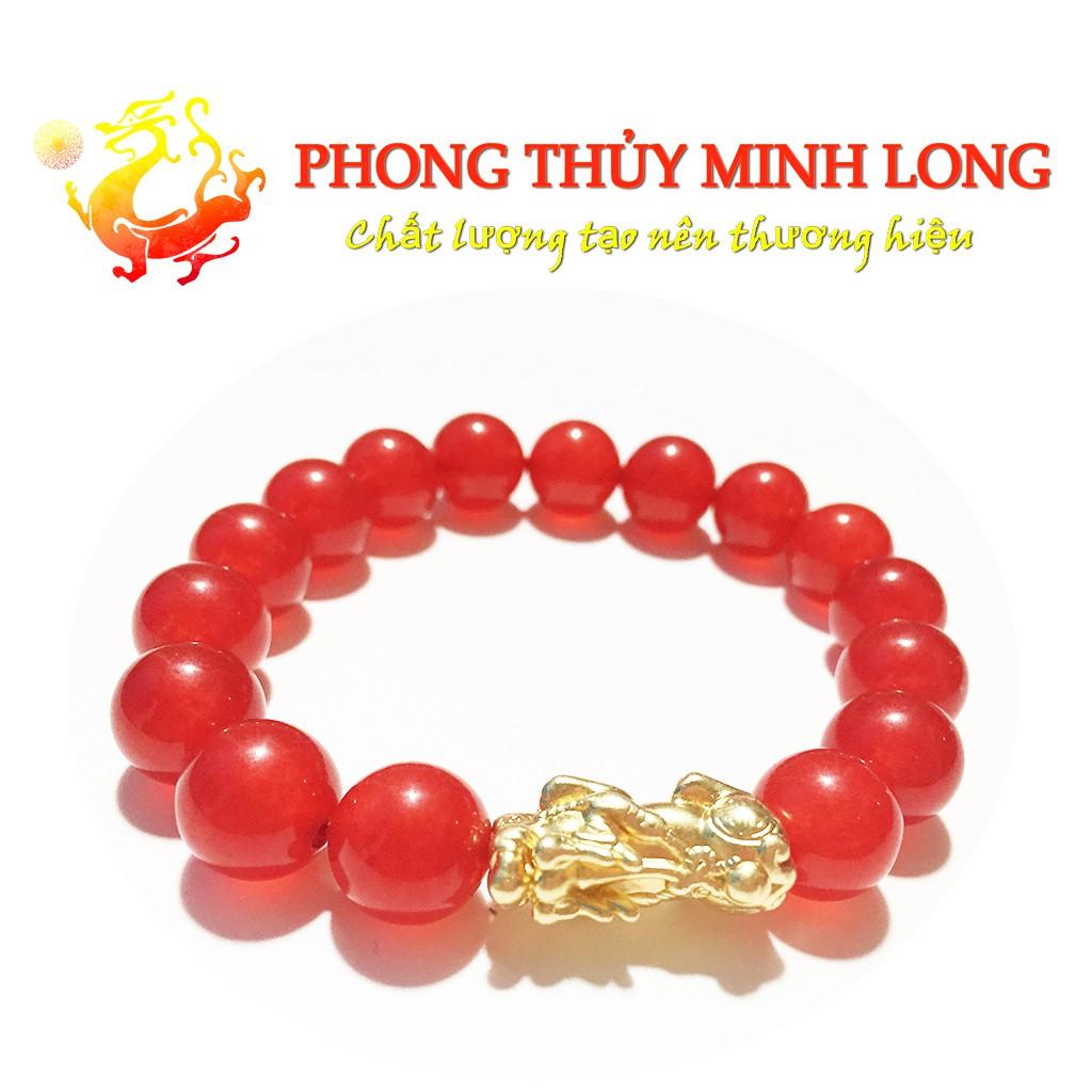 Vòng tay đá Mã Não Đỏ chất lượng 3A mix tỳ hưu Vàng