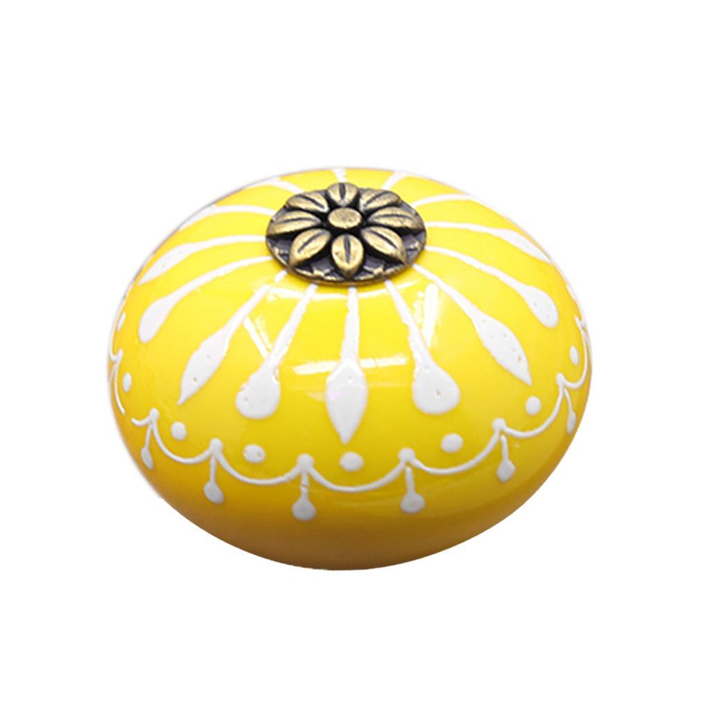 2xCeramic Cabinet Knobs Drawer Furniture Hardware Door Pull Handle Yellow