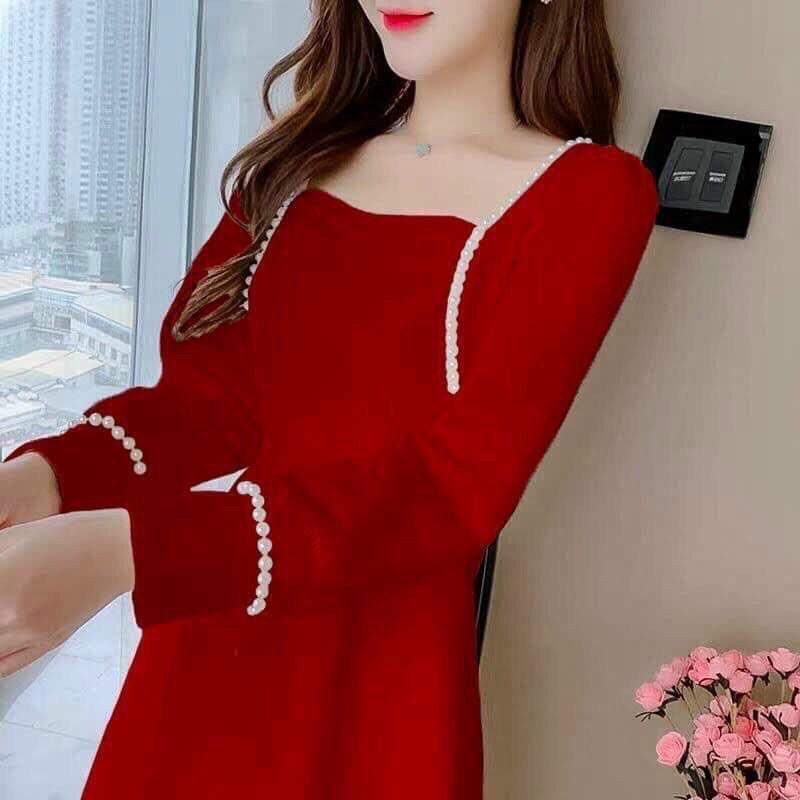 ĐẦM XOÈ CỔ VUÔNG TAY DÀI TIỂU THƯ