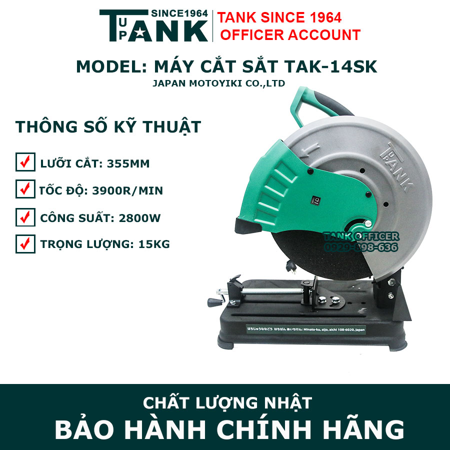 Máy cắt sắt Tank TAK-14SK- Hàng nặng cân- 100% Dây đồng