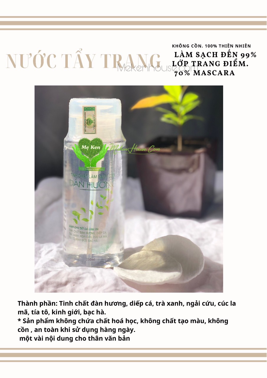 Tinh chất làm sạch sâu đàn hương MẸ KEN nước tẩy trang không cồn
