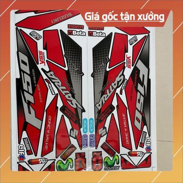 Tem rời Satria Fi đỏ xám đen in vi tính 3 lớp ko bay màu