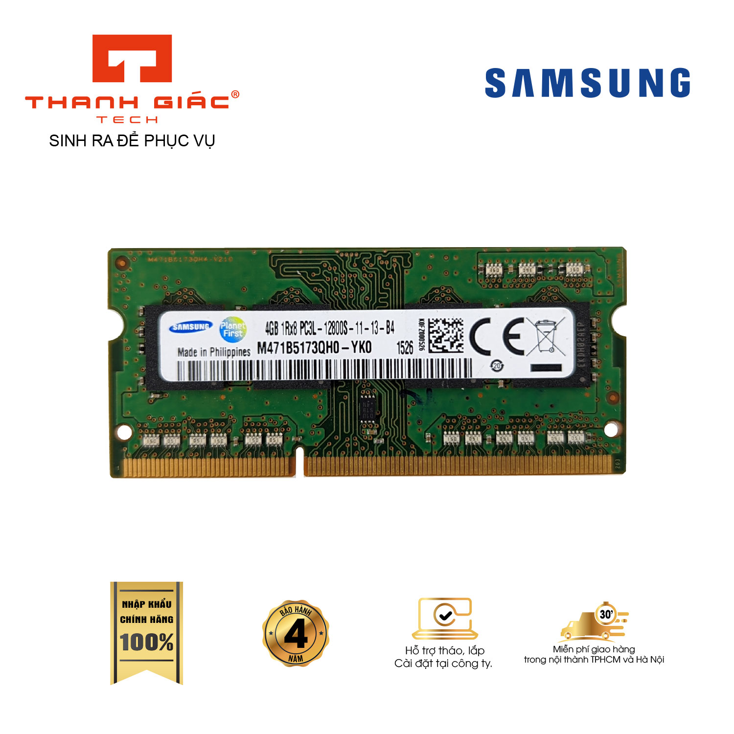 Ram Laptop Samsung 4Gb Ddr3L Bus 1600 - Hàng Nhập Khẩu