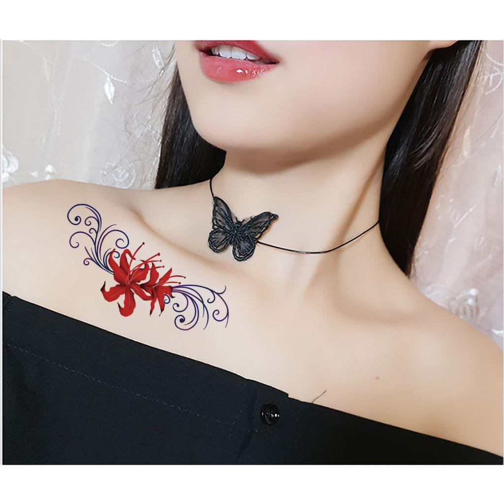 Hình xăm dán hoa bỉ ngạn màu 10x6cm