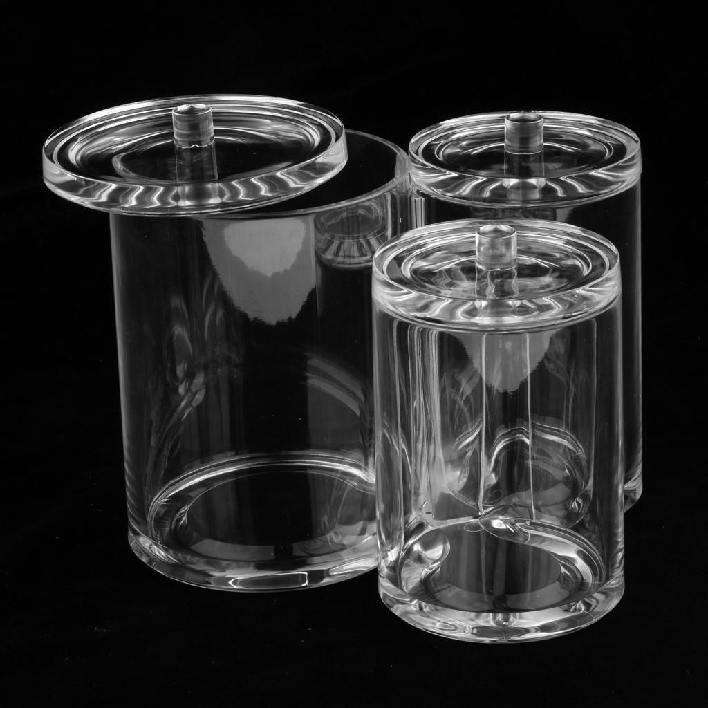 Clear Cotton Ball and Swab Holder Organizer Storage Box- Premium Quality Acrylic Round Container Makeup Pads Swab Holder Case