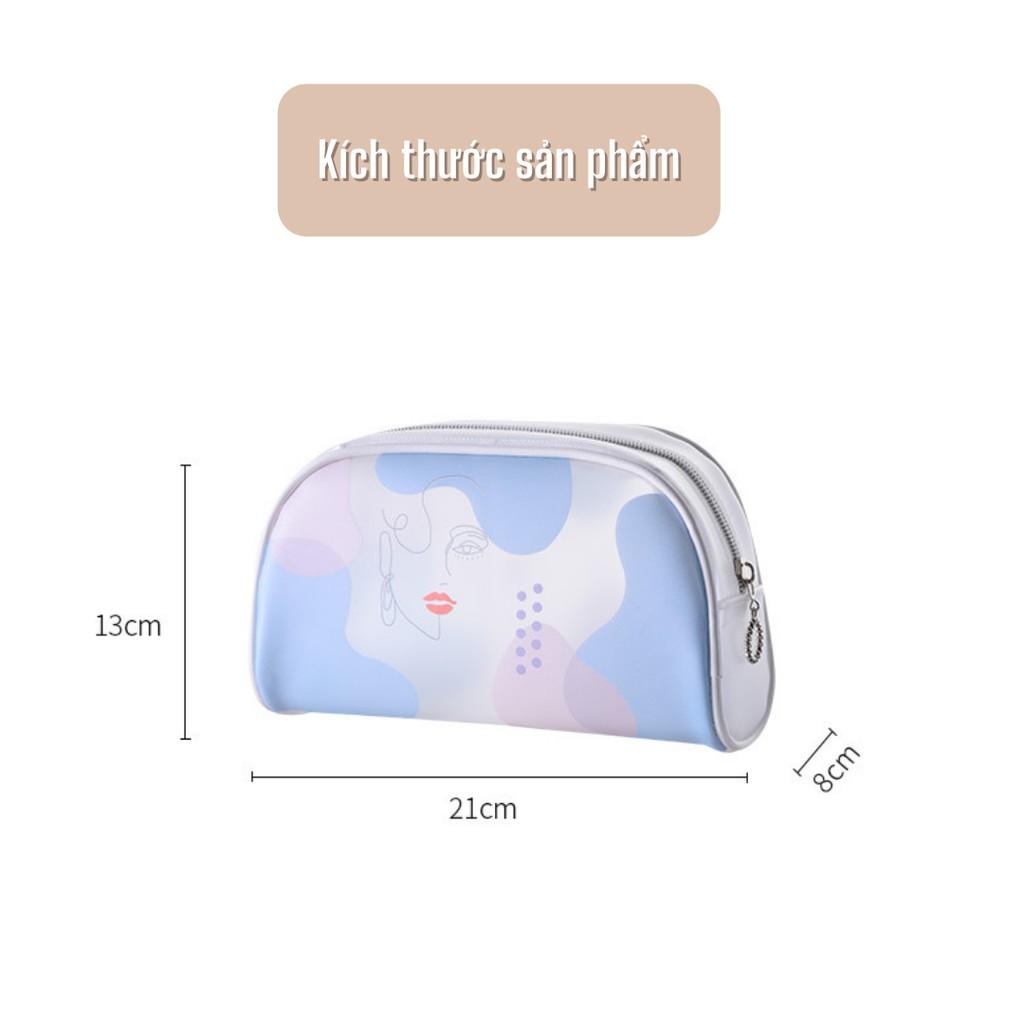 Túi đựng mỹ phẩm Morandi đa năng chất liệu PVC Nhám hoạ tiết sang trọng tiện dụng TMP20