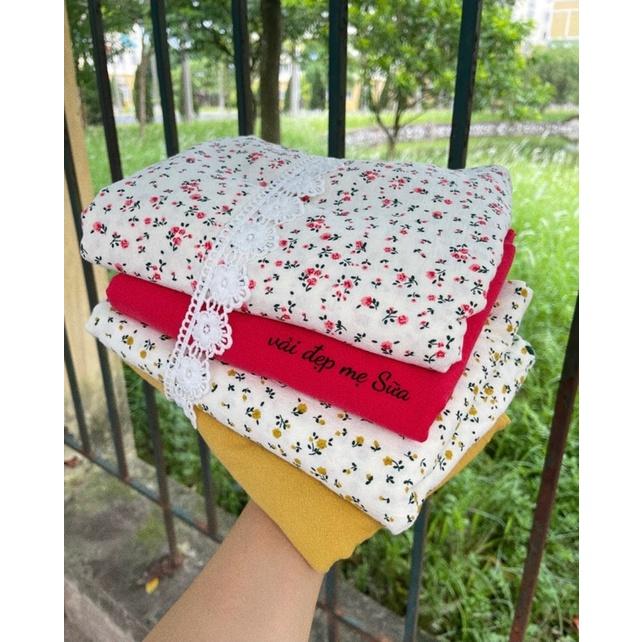 vải thô đũi cara hoa hồng 100% cotton mát mềm