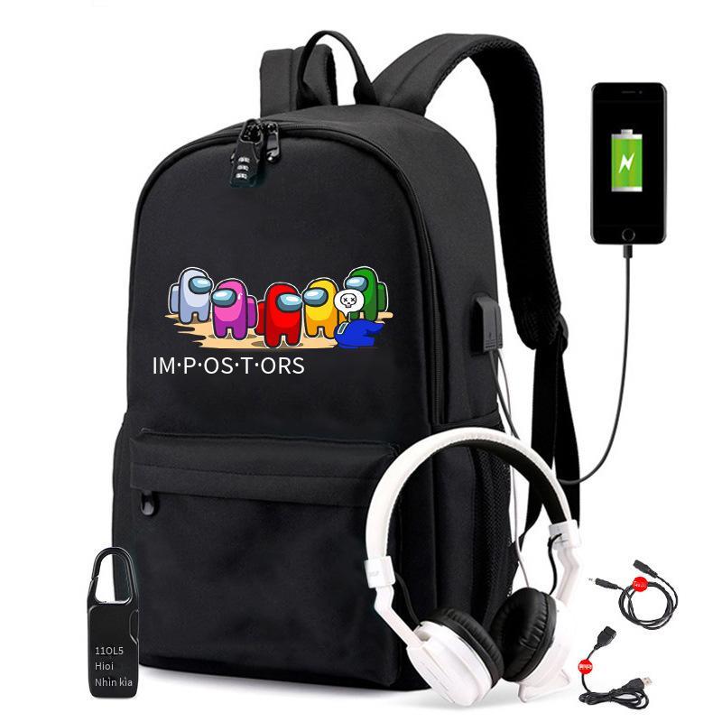 Phong cách mới nhất mới nhất trong số chúng ta Sạc USB học sinh tiểu học thời trang công suất lớn du lịch ngoài trời túi máy tính túi đi học ba lô